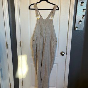 NWT We Wore What basic linen overals light tan XL